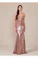 Prom Dress Formal Strapless Metallic Long Sheath Gown by Nox Anabel T1499 - ROSEGOLD / 00 - Dress