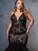 Prom Dress Plunging V-Neck Beaded Formal Gown By Royal Queen RQ8148