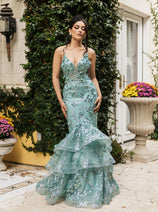 Prom Dress Plunging V-Neck Beaded Formal Gown By Royal Queen RQ8148