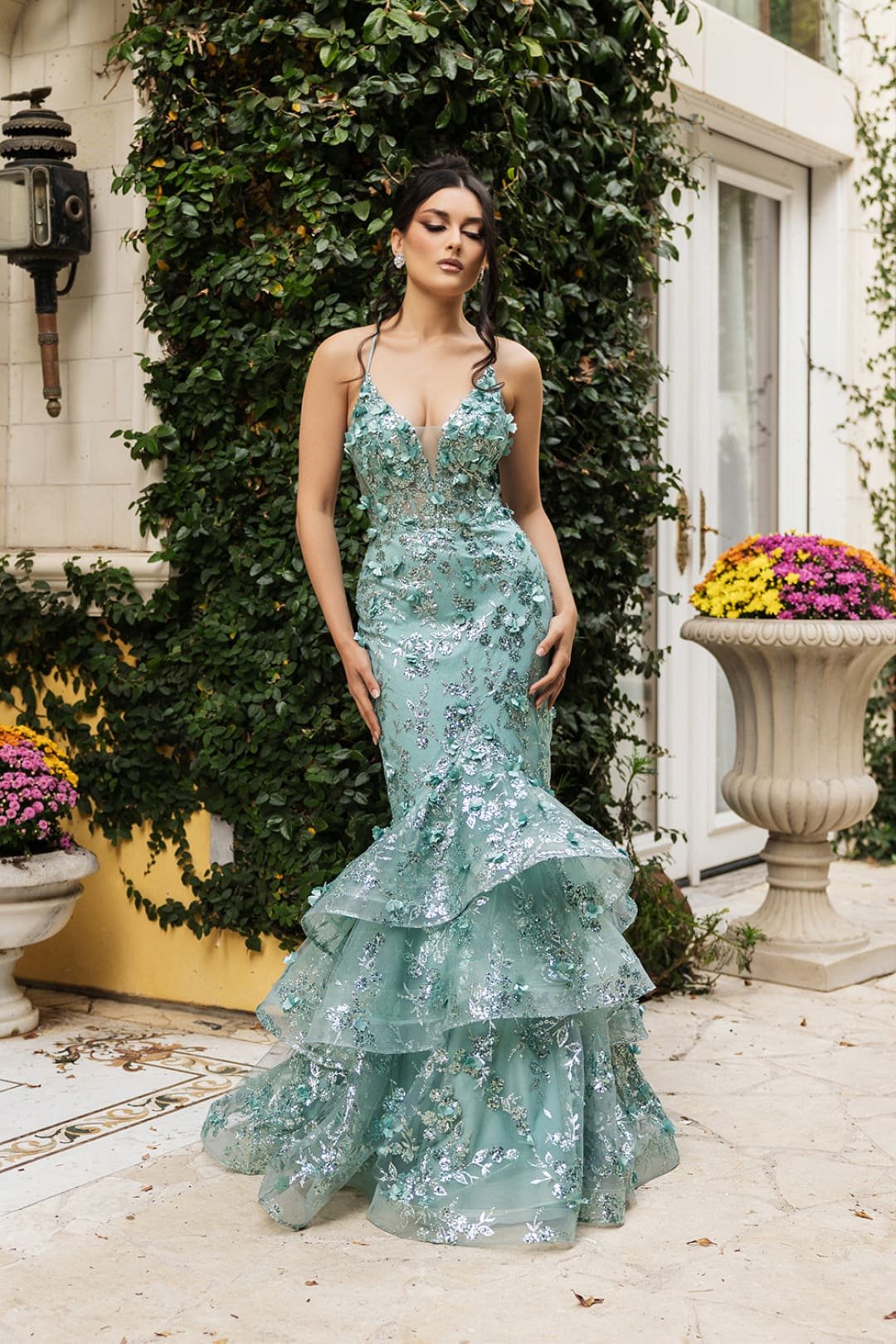 Prom Dress Plunging V-Neck Beaded Formal Gown By Royal Queen RQ8148 - Dress