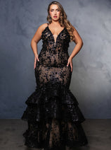Prom Dress Plunging V-Neck Beaded Formal Gown By Royal Queen RQ8148