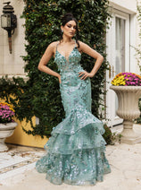 Prom Dress Plunging V-Neck Beaded Formal Gown By Royal Queen RQ8148