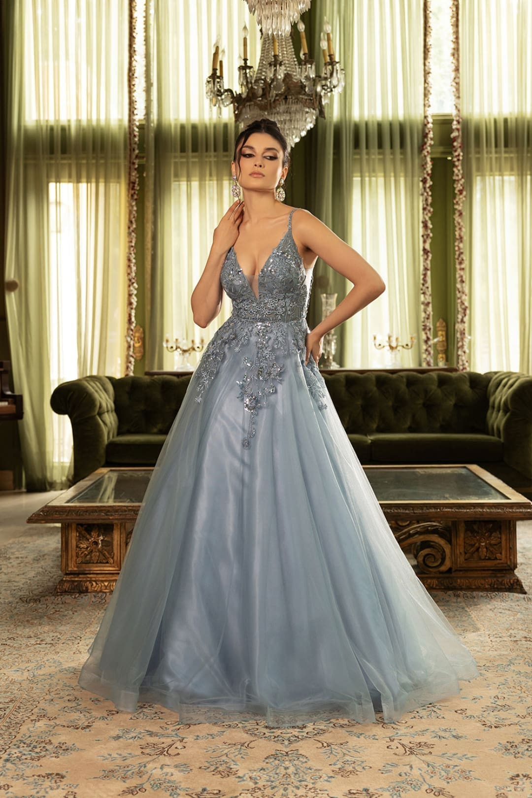 Prom Dress Plunging Neck By May Queen MQ2135
