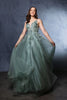 Prom Dress Sleeveless Plunging Neck Gala Gown By May Queen MQ2135 - Dress