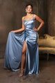 Prom Dress Square Neck Sleeveless Gala Gown By May Queen MQ2145B - DUSTY BLUE / 22 - Dress