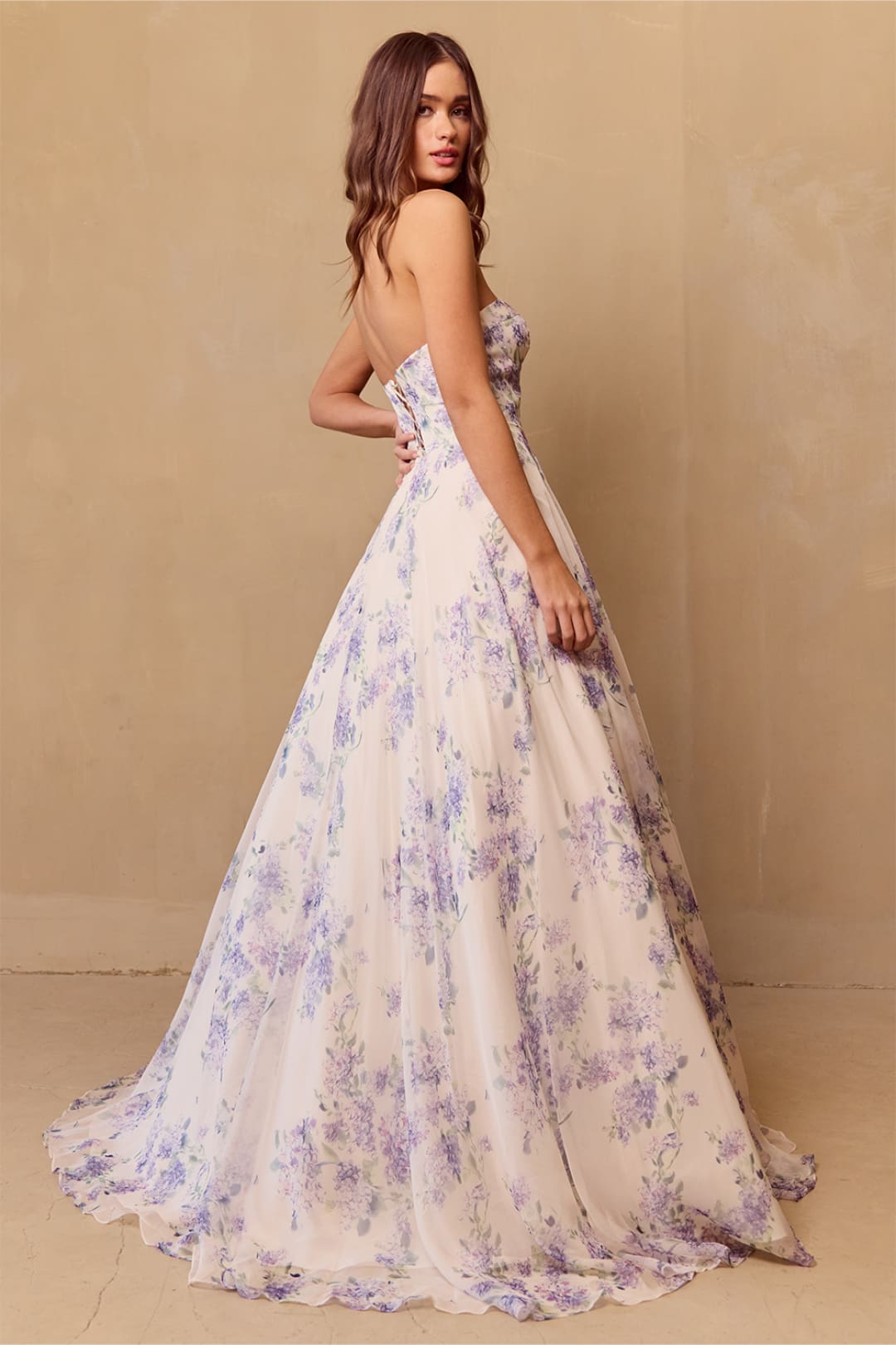 Prom Dress Strapless Print Puff Sleeves Gown By Amelia Couture SU084 - Dress