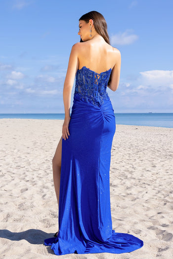 Prom Dress Strapless Side Slit Evening Gown By Amelia Couture 2051 - Dress
