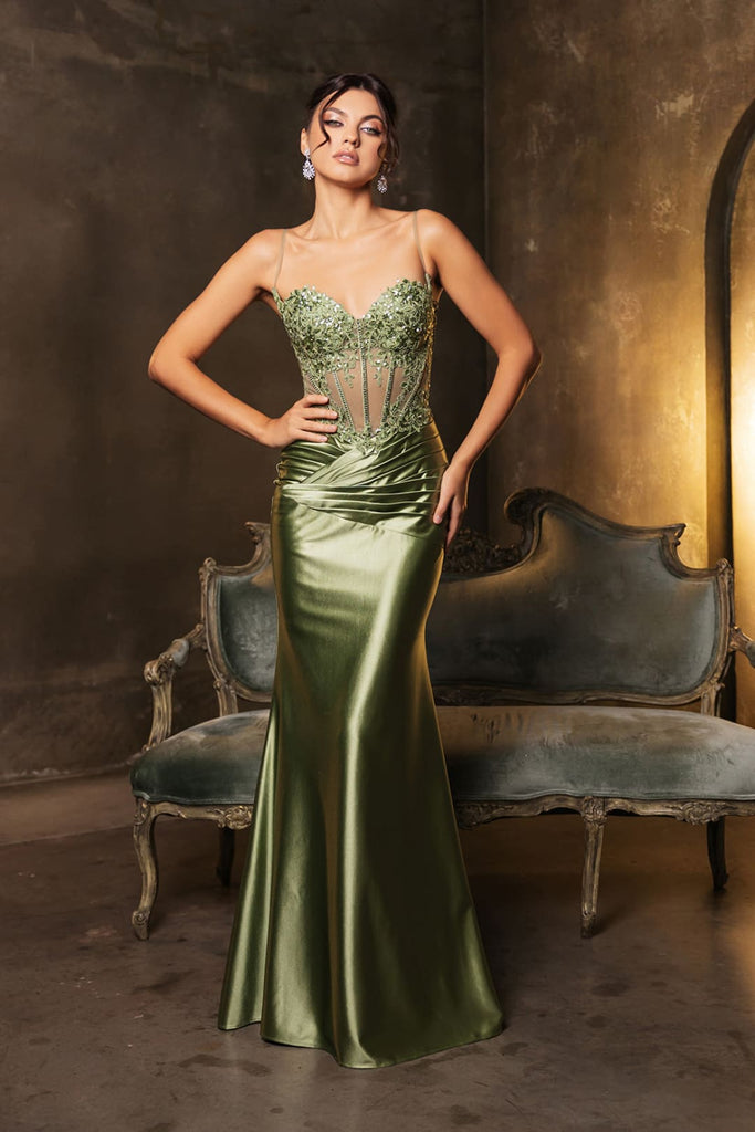 Prom Dress Sweetheart Mermaid Formal Gown By May Queen MQ2139 - OLIVE / 2 - Dress