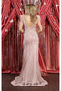 Feathered Glitter Prom Dress - Dress