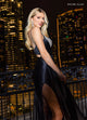 Rachel Allan 70729 Beaded Satin Sleeveless Slit Gown
