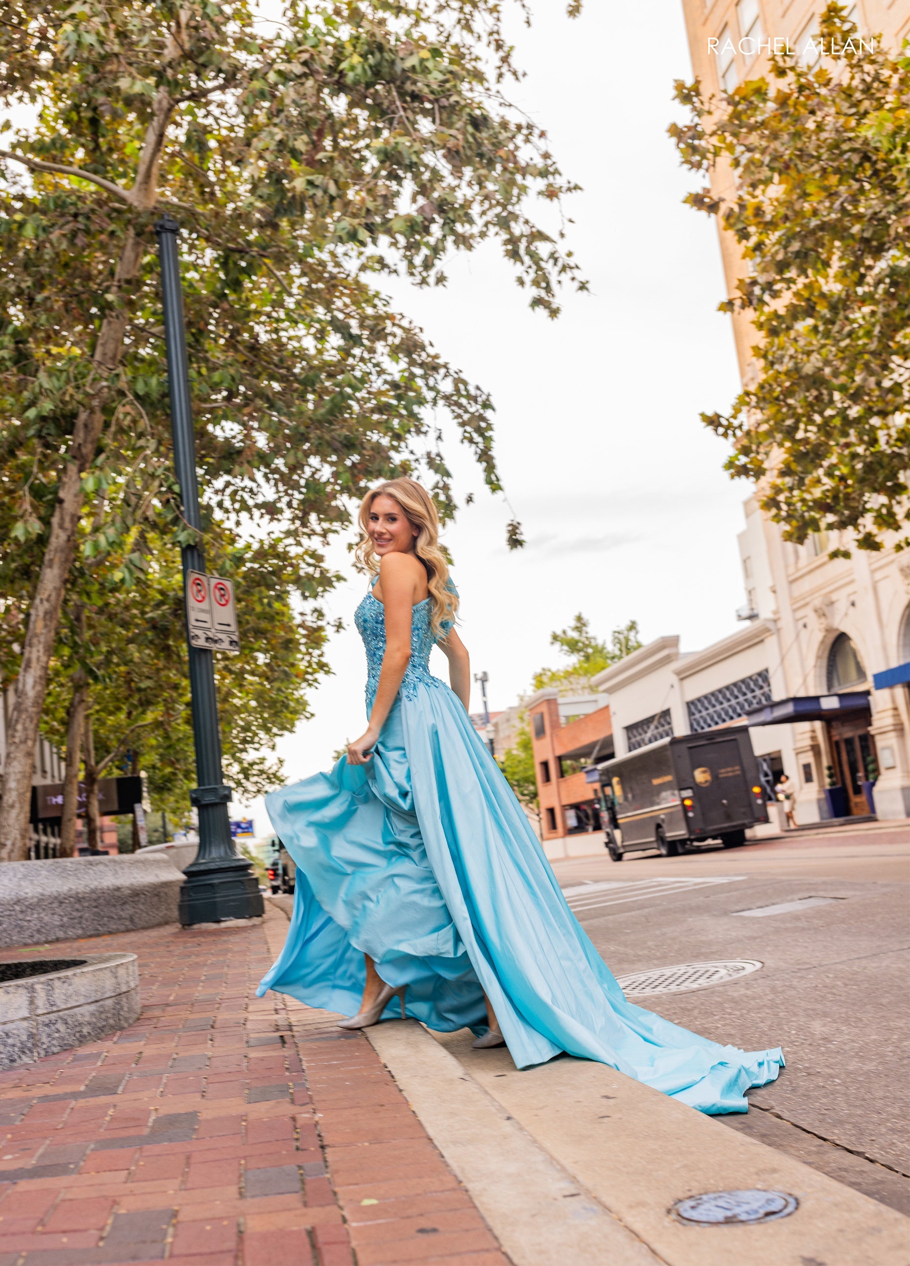 Rachel Allan 70841 One Shoulder A-line Slit Gown