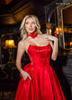 Rachel Allan 70781 Shiny Satin Strapless A-line Gown