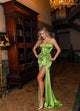 Rachel Allan 70824 Fitted Strapless Slit Gown