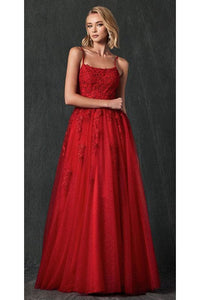 Prom formal A-line Evening Gown - RED / XS