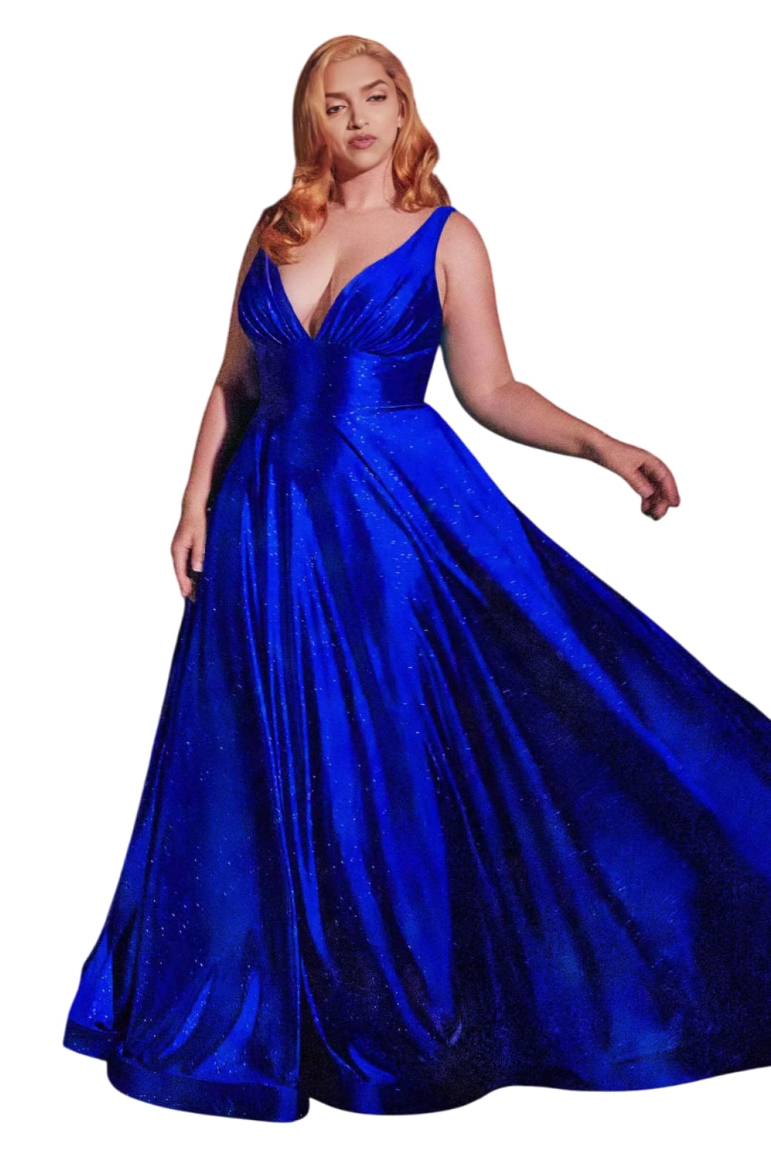 Prom Gown 2025 Plunging V-Neck Sleeveless Elegant Evening Dress - Smoky Blue / 18 - Prom