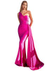 Prom Gown 2025 Ruched Bodice Asymmetric Elegant Evening Dress - Magenta / 4 - Prom