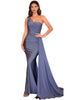 Prom Gown 2025 Ruched Bodice Asymmetric Elegant Evening Dress - Smoky Blue / 4 - Prom