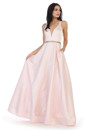 Eva USA 3330 Prom Long Metallic Satin Dress
