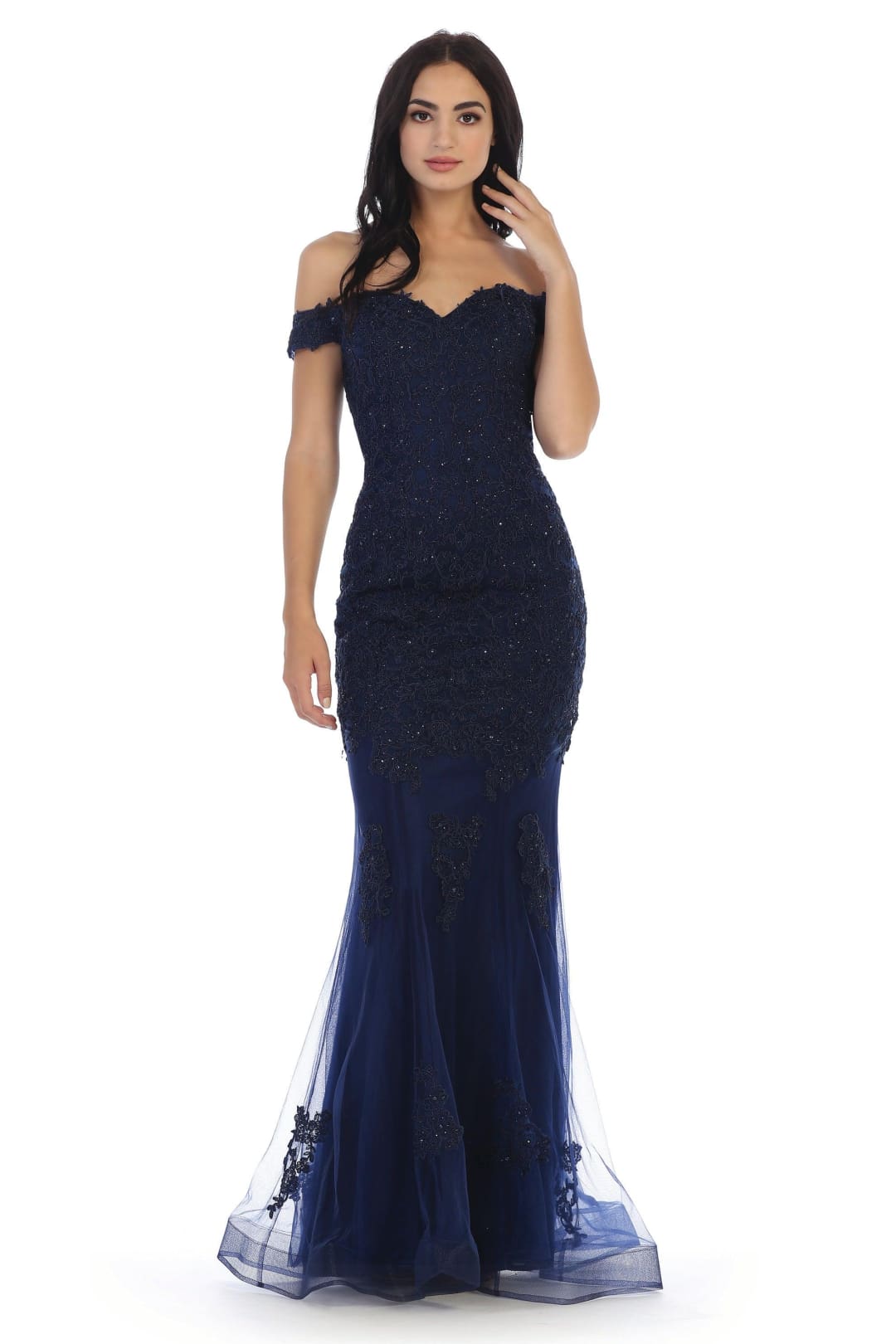 Prom Long Off Shoulder Fitted Formal Dress - The Dress Outlet