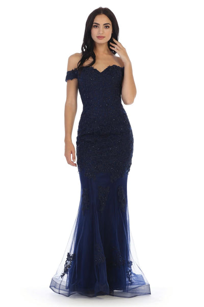 Prom Long Off Shoulder Fitted Formal Dress - The Dress Outlet