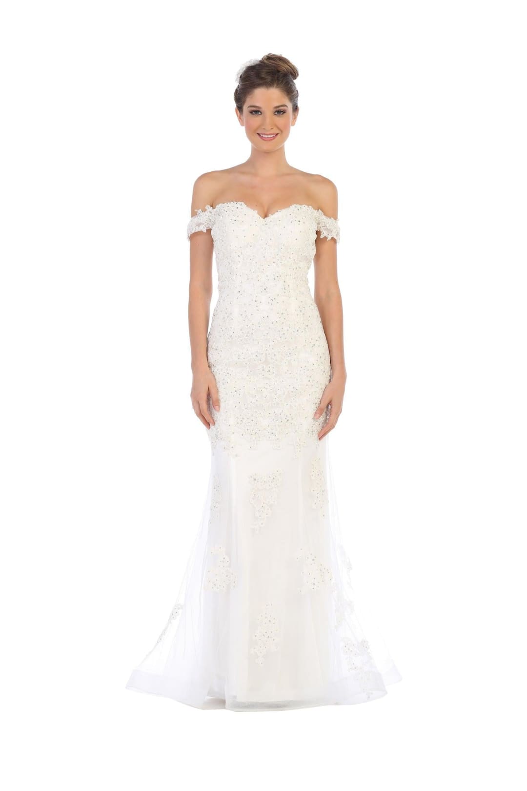 Prom Long Off Shoulder Fitted Formal Dress - The Dress Outlet