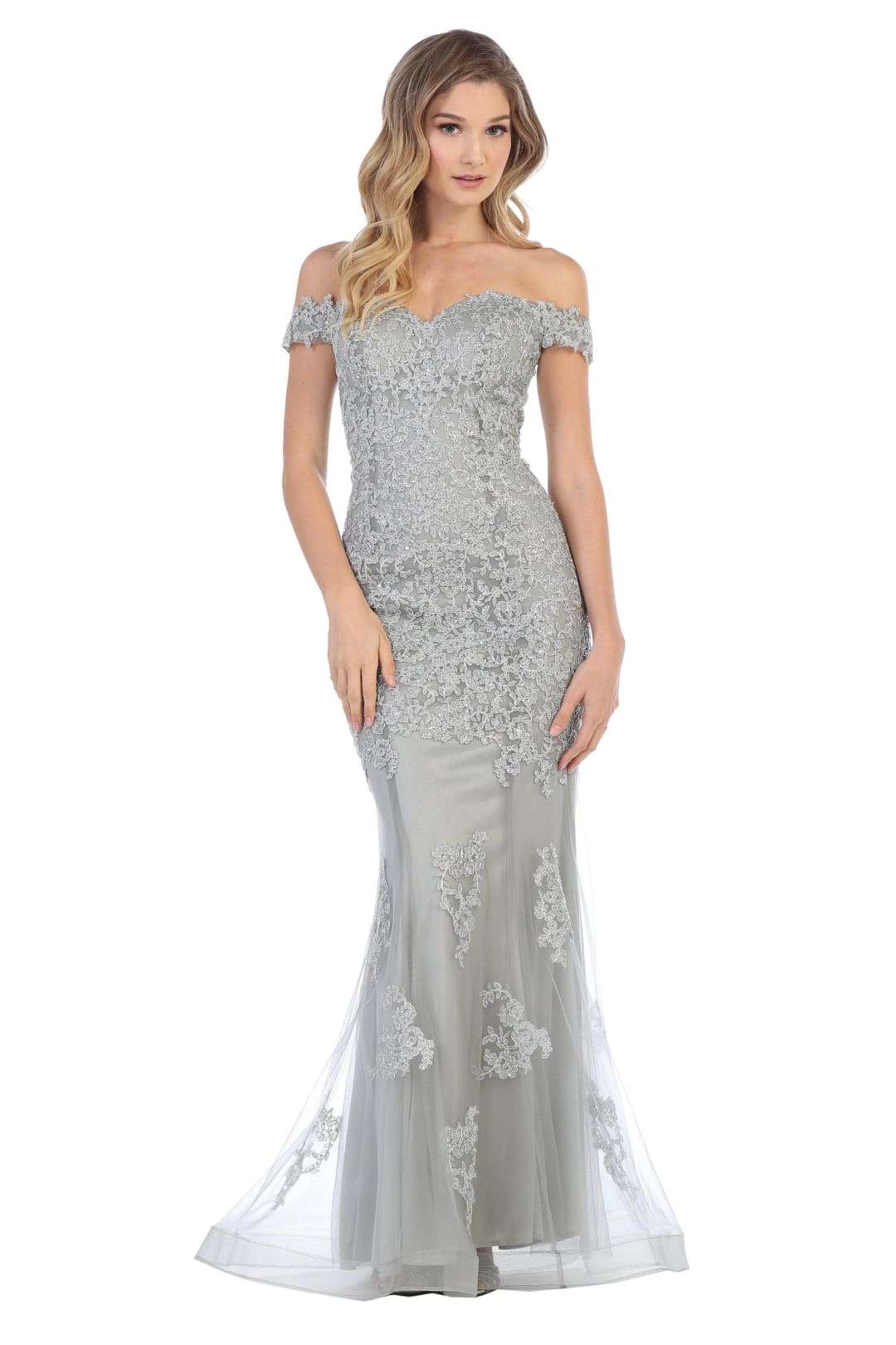 Prom Long Off Shoulder Fitted Formal Dress - The Dress Outlet