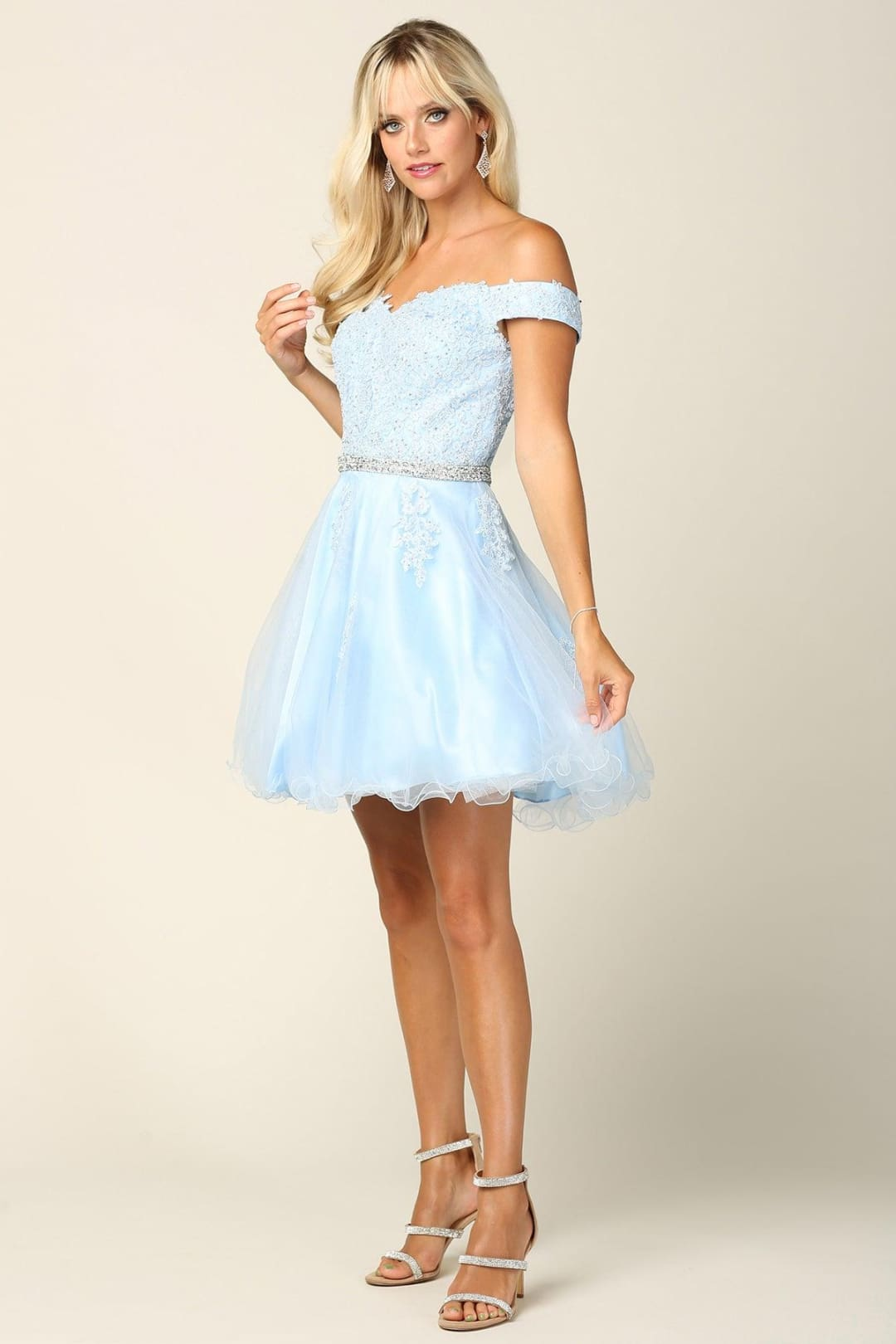 formal dress outlet Eva USA 5236 Off Shoulder Lace Cocktail Umfun Elegant Women's Sparkling black leather dress Smooth Inner Lining TULLE COLOR:Ice Mint