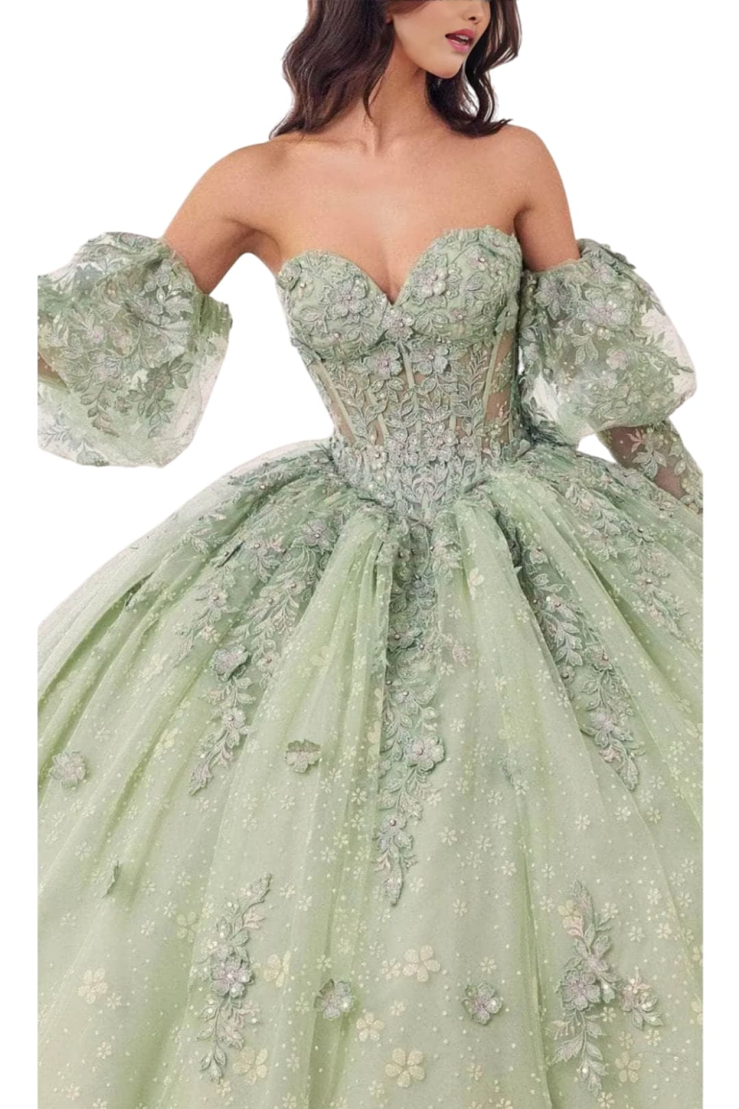 Puff Sleeve Classic Ball Gown 2025 Elegant Formal Dress - Sage / XS - Prom