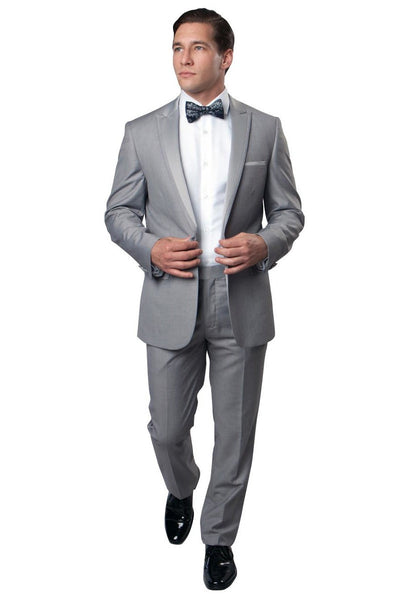 Men's Slim Fit Satin Tuxedo in Light Grey