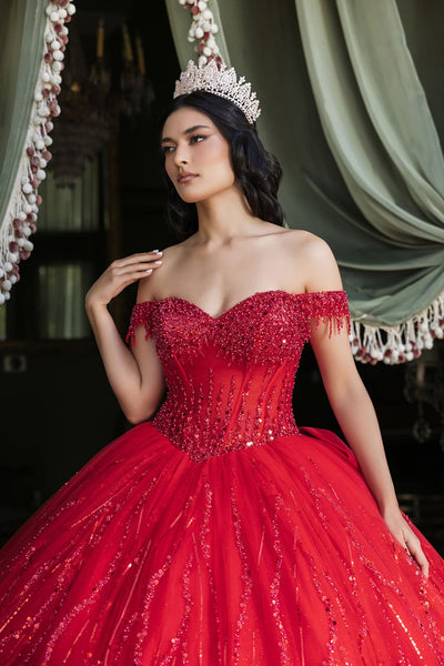 Quince Dress Sweetheart Sleeveless Sequin Ball Dance By Layla K Lk264 - RED / 4 - Dress