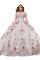 Quinceanera Ball Gown 2025 Layered Tulle Floral Ruffle Back Dress - CHAMPAGNE / XS - Dress