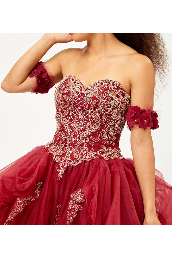 Quinceanera Dress Ball Gown Sweetheart Strapless and Plus Size LK120 - BURGUNDY / 4 - Dress