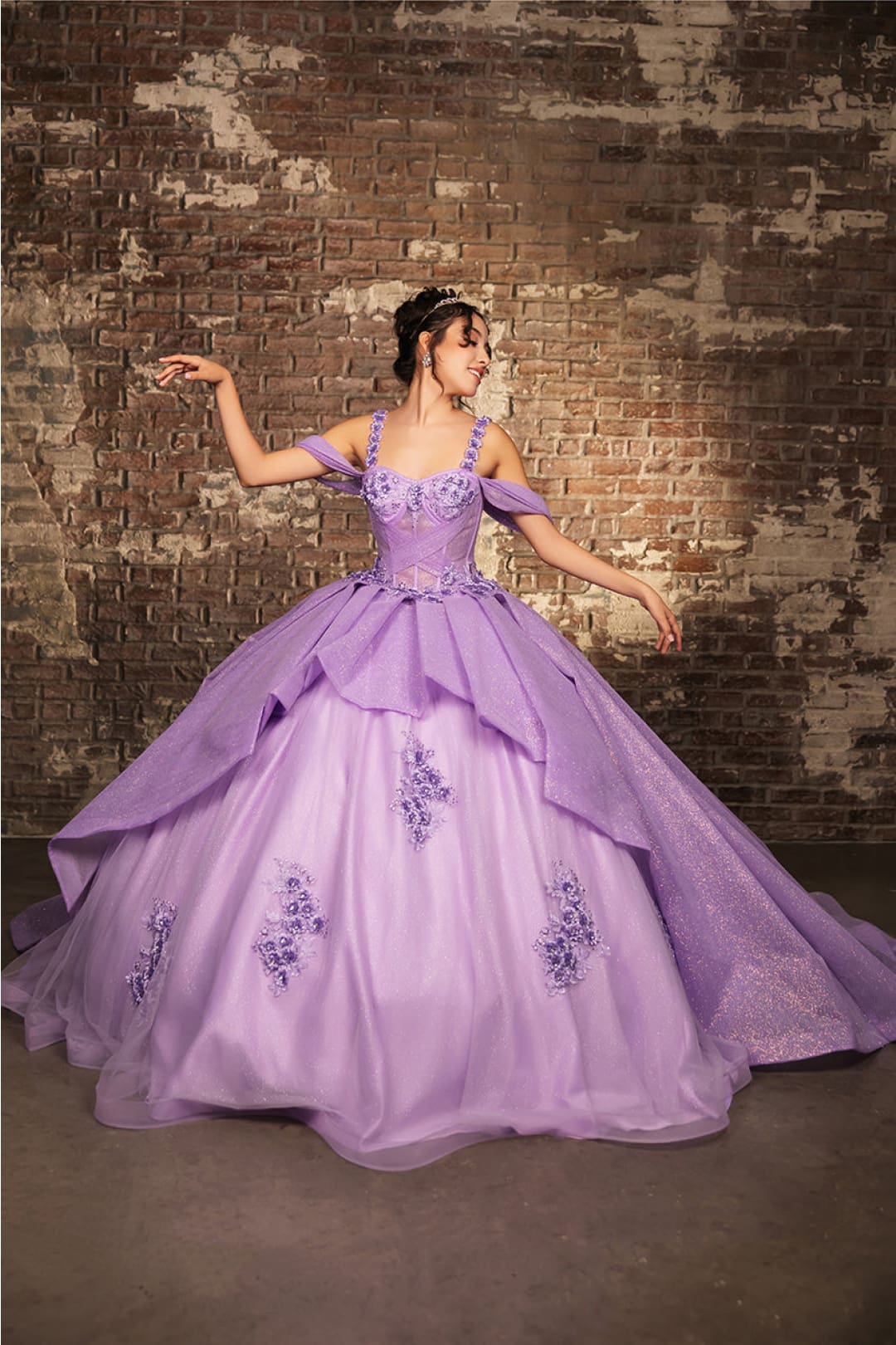 Quinceanera Dress Prom Ball Gown Cold-Shoulder Sweetheart by LK250 - LILAC / 4 - Dress