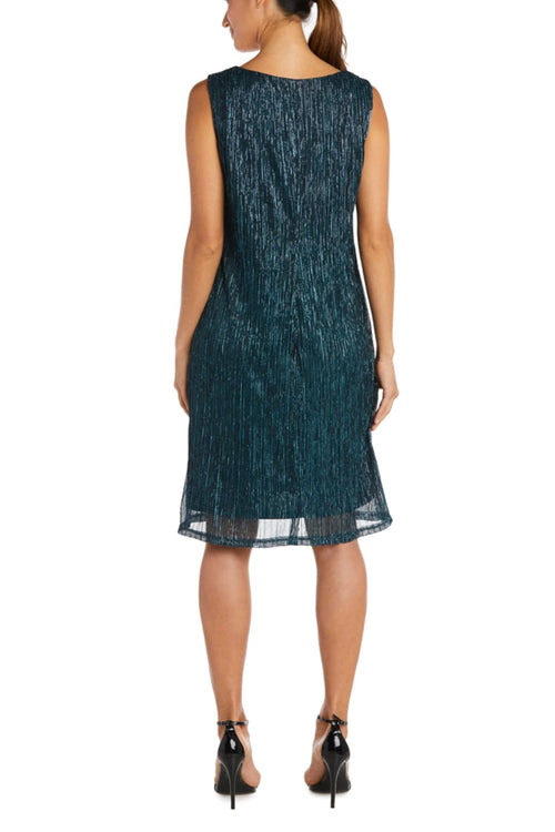 R&M Richards 5191 Peacock 2-Piece Metallic Evening Jacket Dress