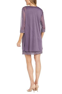 R&M Richards Violet 3/4 Sleeve Short Evening Jacket Dress