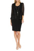 R&M Richards 6145 Black 2-Piece Sequined Lace Tiered Jacket Dress