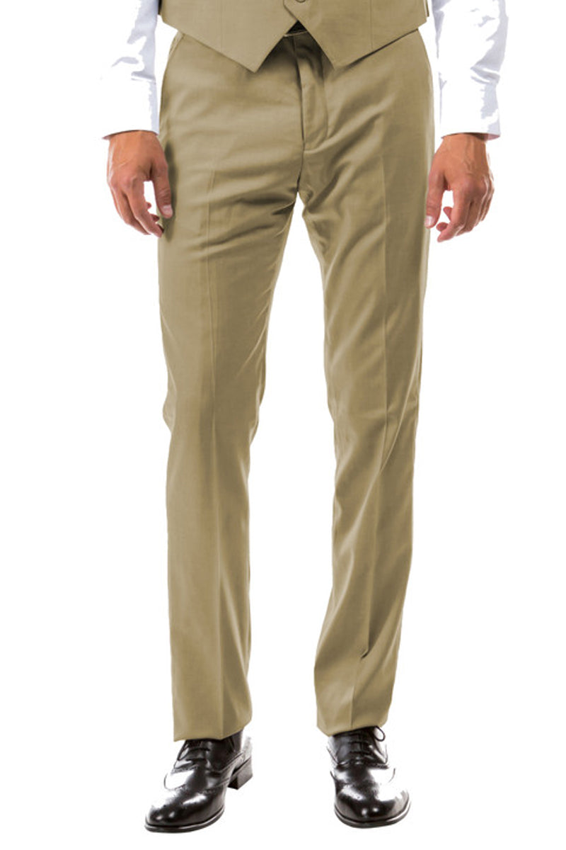 Men's Tan Wool Suit Separate Pants by Zegarie Suits