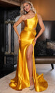 Rachel Allan 70736 - One Shoulder Sheath Gown with Cutout Evening Dresses 0 / Marigold