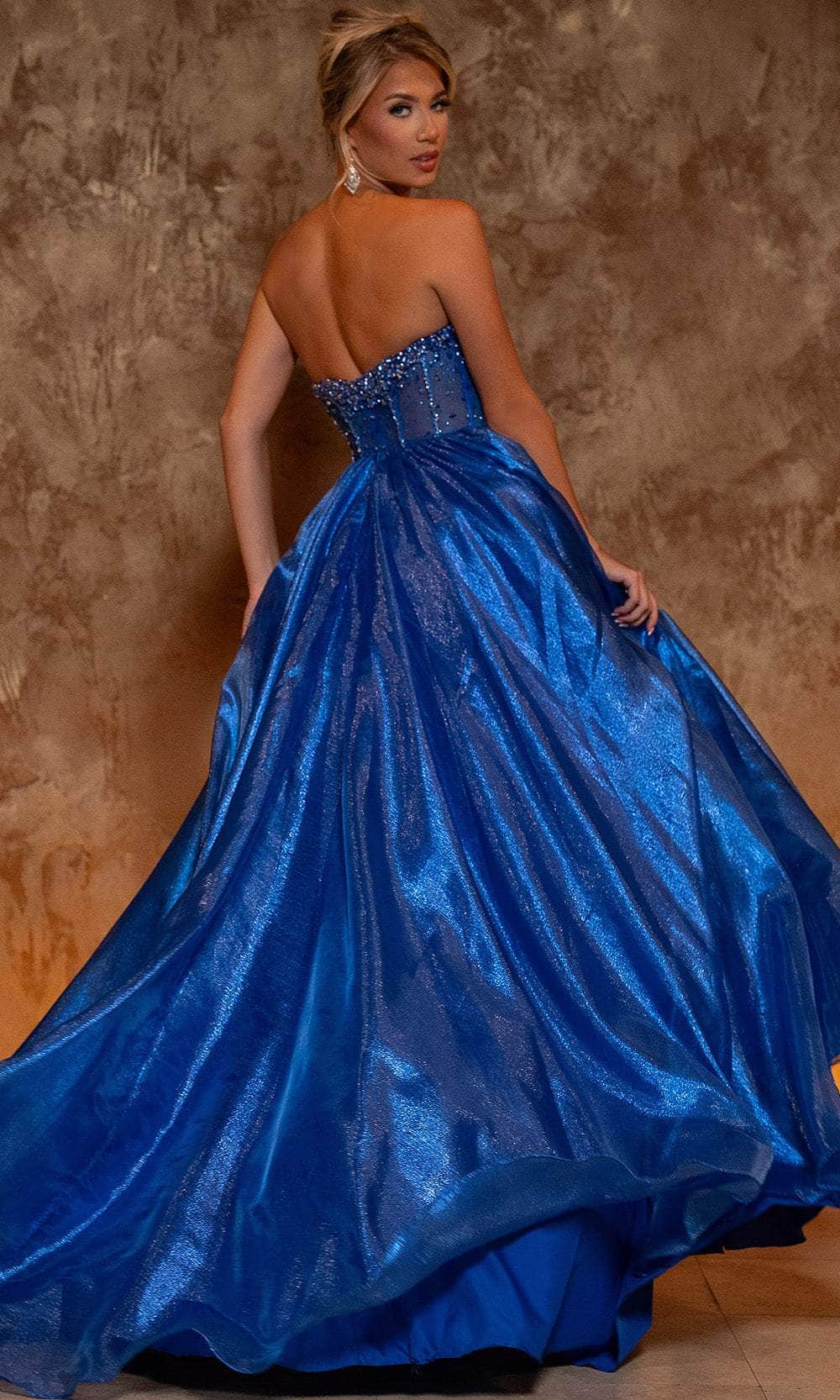 Rachel Allan 70812 Plunging V-Neck Shimmer Ballgown