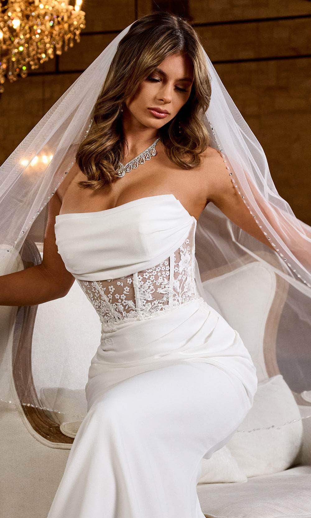 Rachel Allan RB2185 Bridal Strapless Sheer Corset Bridal Gown