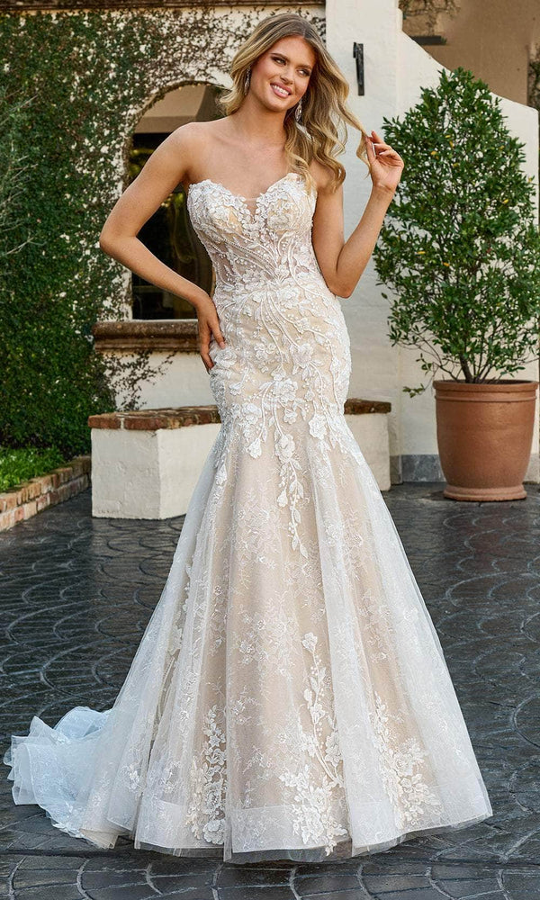 Rachel Allan Bridal RB4188 - Embroidered Trumpet Bridal Gown Special Occasion Dresses 00 /  Ivory