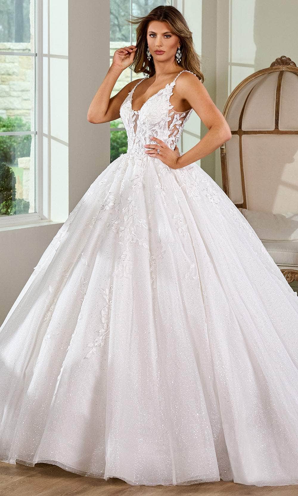 ivory special occasion dresses Rachel Allan RB6151 Bridal V Neck Embroidered Bridal Ballgown CLUB DRESSES