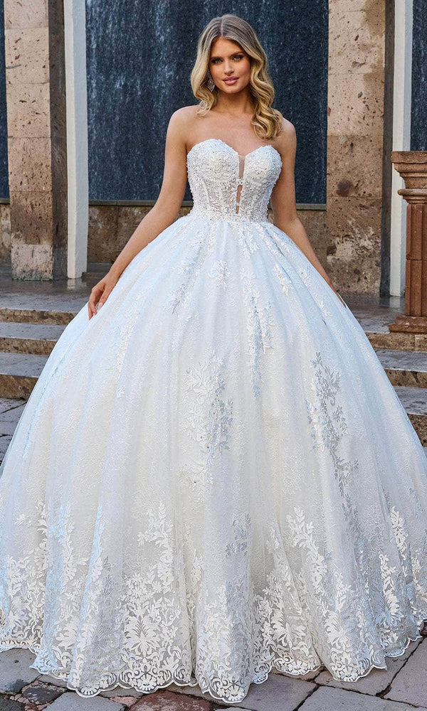 Rachel Allan RB6154 Bridal Strapless Scalloped Lace Bridal Ballgown