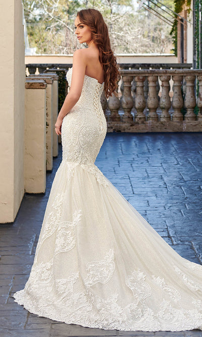 Rachel Allan M781 Embroidered Lace Mermaid Wedding Gown With Cape
