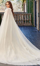 Rachel Allan M781 Embroidered Lace Mermaid Wedding Gown With Cape
