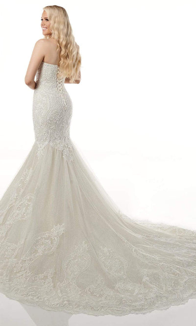 Rachel Allan M781 Embroidered Lace Mermaid Wedding Gown With Cape