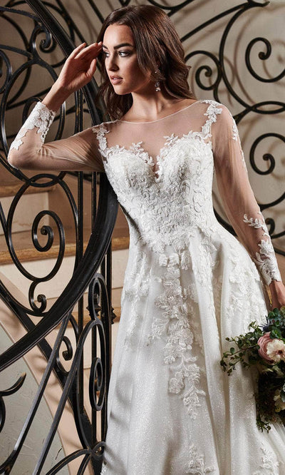 Rachel Allan MB3079 Embroidered Illusion Neckline Wedding Gown
