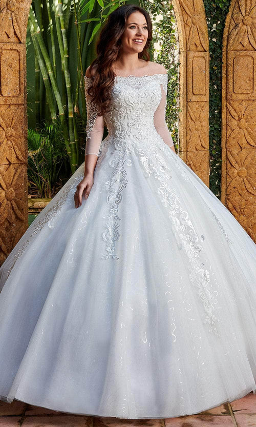 Rachel Allan MB6072 Off-Shoulder Glitter Tulle Wedding Dress