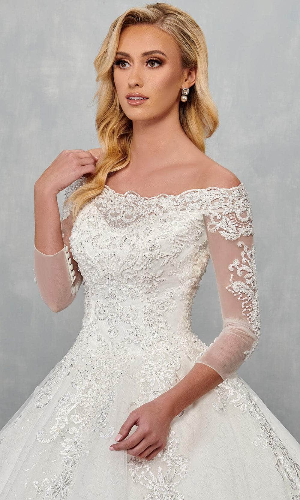 Rachel Allan MB6072 Off-Shoulder Glitter Tulle Wedding Dress
