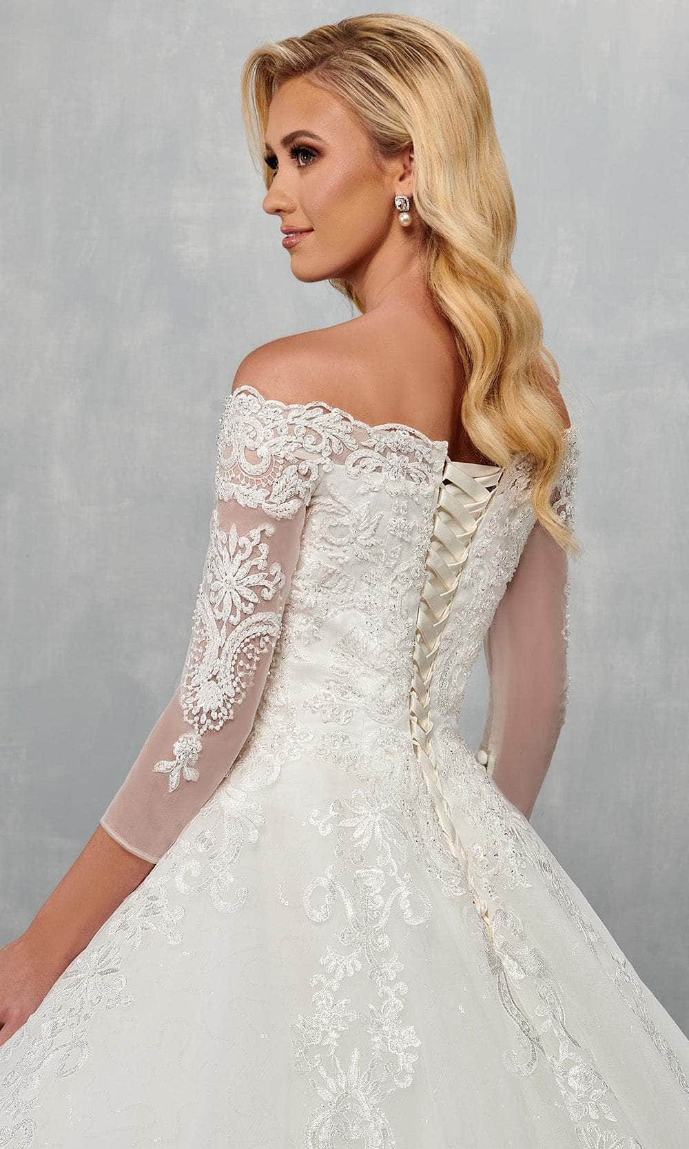 Rachel Allan MB6072 Off-Shoulder Glitter Tulle Wedding Dress